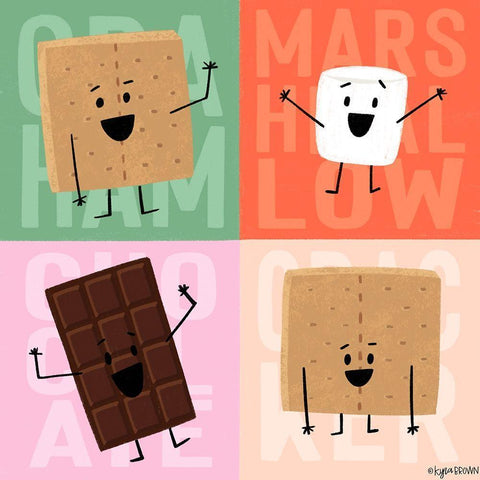 Smore Black Modern Wood Framed Art Print with Double Matting by Brown, Kyra