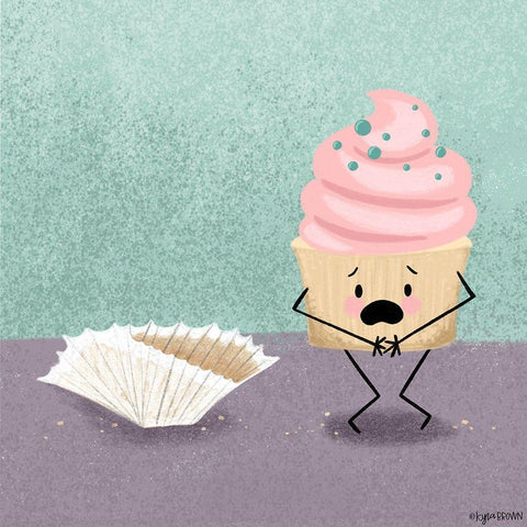 Naked Cupcake White Modern Wood Framed Art Print by Brown, Kyra