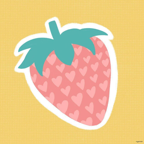 Strawberry Black Modern Wood Framed Art Print by Brown, Kyra