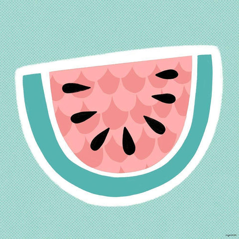 Watermelon Black Modern Wood Framed Art Print by Brown, Kyra