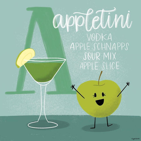 Appletini White Modern Wood Framed Art Print by Brown, Kyra