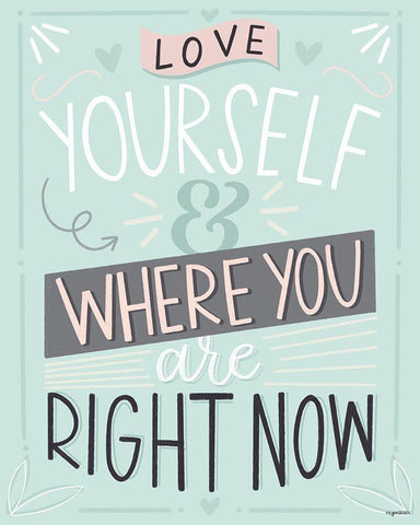 Love Yourself White Modern Wood Framed Art Print with Double Matting by Brown, Kyra