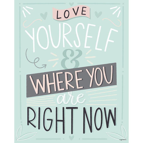 Love Yourself Black Modern Wood Framed Art Print by Brown, Kyra
