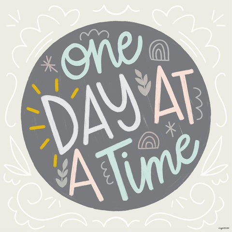 One Day at a Time Black Modern Wood Framed Art Print with Double Matting by Brown, Kyra