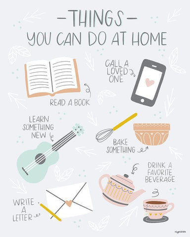 Things to Do at Home White Modern Wood Framed Art Print with Double Matting by Brown, Kyra