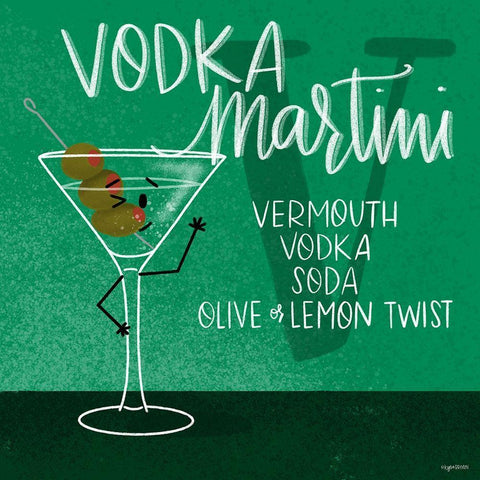 Vodka Martini White Modern Wood Framed Art Print with Double Matting by Brown, Kyra