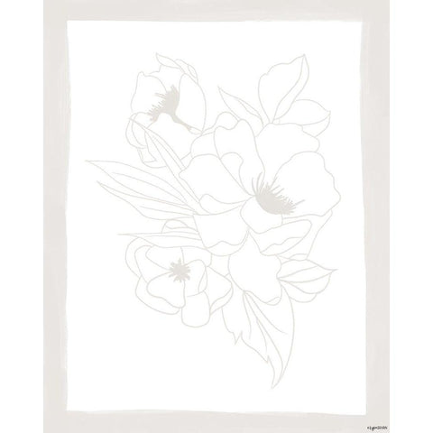 Stencil Floral I White Modern Wood Framed Art Print by Brown, Kyra