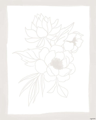 Stencil Floral II Black Ornate Wood Framed Art Print with Double Matting by Brown, Kyra