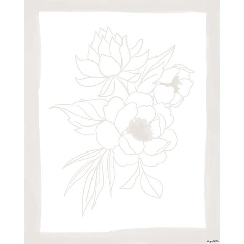 Stencil Floral II Black Modern Wood Framed Art Print by Brown, Kyra