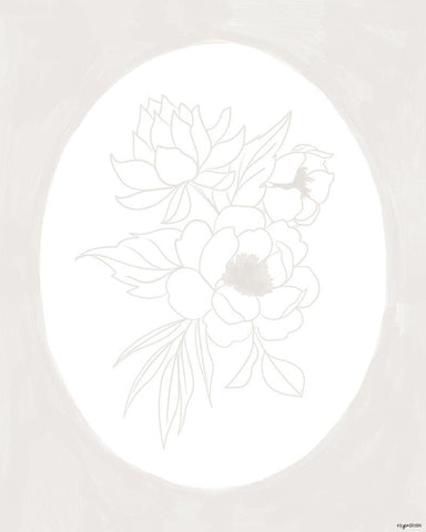 Stencil Floral IV Black Ornate Wood Framed Art Print with Double Matting by Brown, Kyra