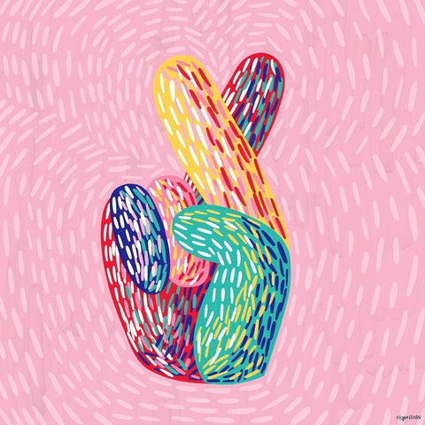 Fingers Crossed White Modern Wood Framed Art Print with Double Matting by Brown, Kyra