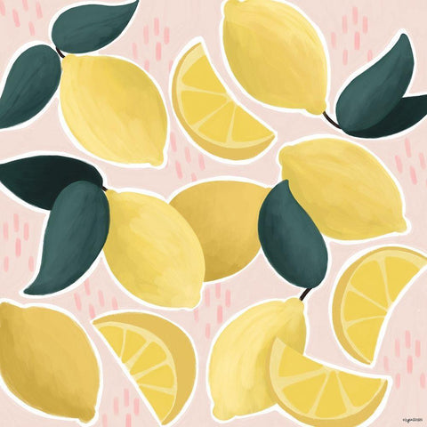 Lemons II White Modern Wood Framed Art Print by Brown, Kyra