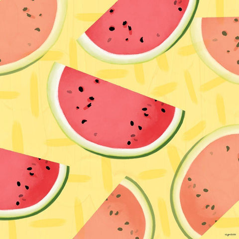 Watermelon White Modern Wood Framed Art Print with Double Matting by Brown, Kyra