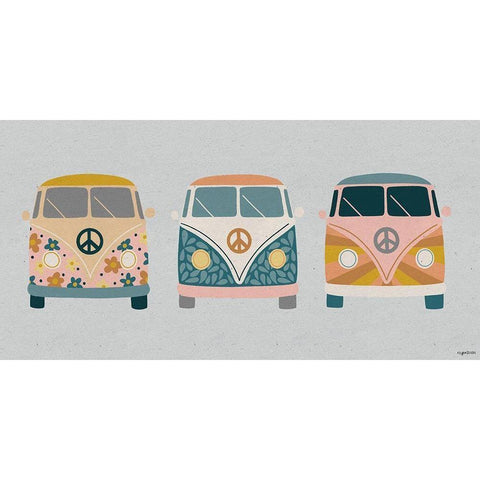 Busses White Modern Wood Framed Art Print by Brown, Kyra