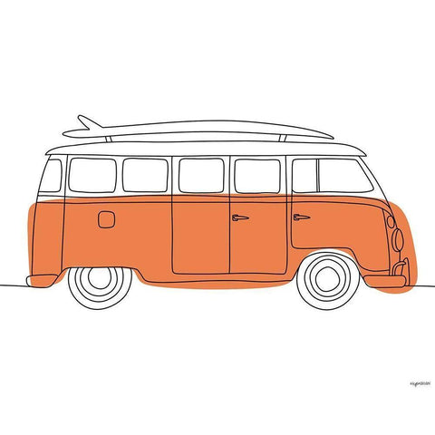 70s Orange Bus White Modern Wood Framed Art Print by Brown, Kyra