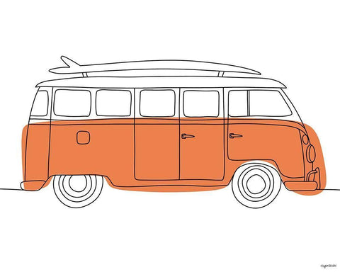 70s Orange Bus White Modern Wood Framed Art Print with Double Matting by Brown, Kyra