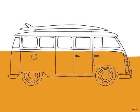 70s Orange Bus White Modern Wood Framed Art Print with Double Matting by Brown, Kyra