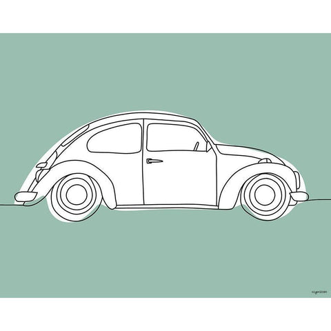 Green Car Black Modern Wood Framed Art Print with Double Matting by Brown, Kyra