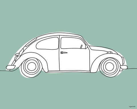 Green Car White Modern Wood Framed Art Print with Double Matting by Brown, Kyra