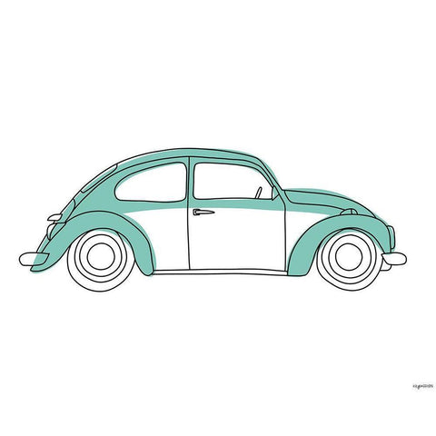 Teal Car White Modern Wood Framed Art Print by Brown, Kyra