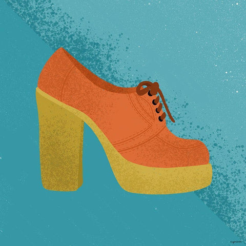 Orange Clog White Modern Wood Framed Art Print with Double Matting by Brown, Kyra