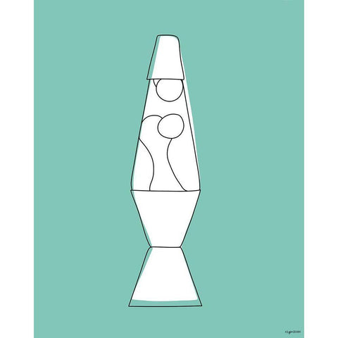 Teal Lava Lamp White Modern Wood Framed Art Print by Brown, Kyra