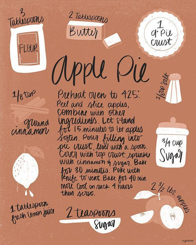 Apple Pie White Modern Wood Framed Art Print with Double Matting by Brown, Kyra