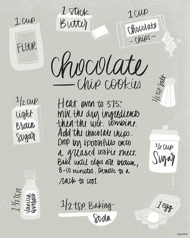 Chocolate Chip Cookies White Modern Wood Framed Art Print with Double Matting by Brown, Kyra