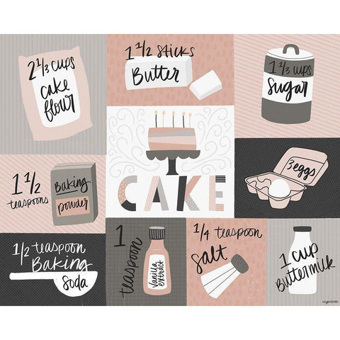 Cake Recipe White Modern Wood Framed Art Print by Brown, Kyra