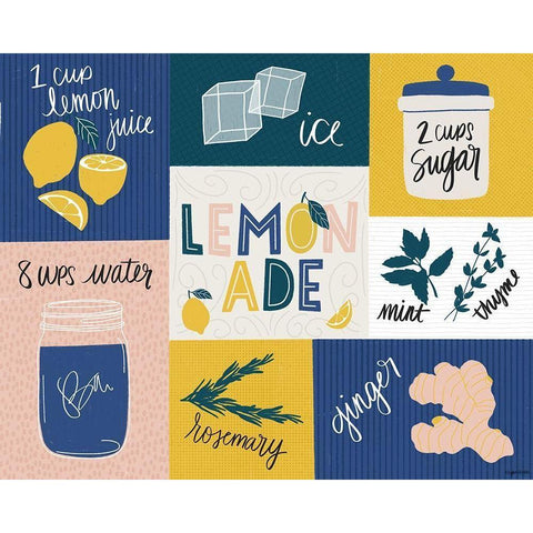 Lemonade Recipe Black Modern Wood Framed Art Print by Brown, Kyra