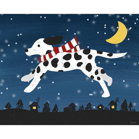 Dalmatian Moon White Modern Wood Framed Art Print by Brown, Kyra