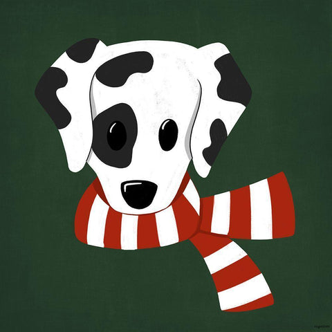 Dalmatian Christmas Black Ornate Wood Framed Art Print with Double Matting by Brown, Kyra