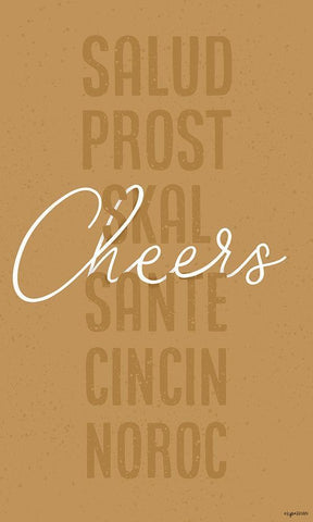 Cheers - Gold White Modern Wood Framed Art Print with Double Matting by Brown, Kyra