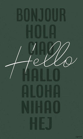 Hello - Green Black Ornate Wood Framed Art Print with Double Matting by Brown, Kyra