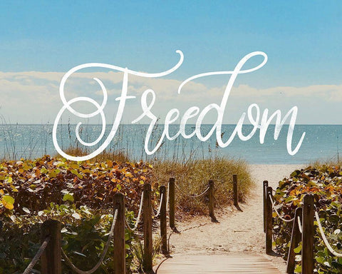 Freedom Beach White Modern Wood Framed Art Print with Double Matting by Brown, Kyra