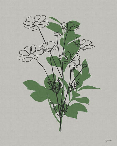 Line Botanical II Black Ornate Wood Framed Art Print with Double Matting by Brown, Kyra