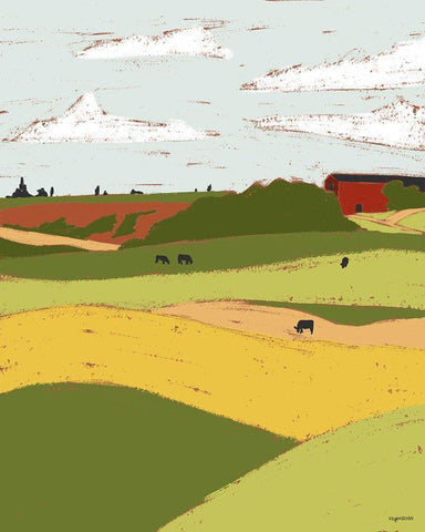 Pasture I Black Ornate Wood Framed Art Print with Double Matting by Brown, Kyra