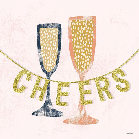 Cheers White Modern Wood Framed Art Print by Brown, Kyra