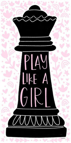 Play Like a Girl White Modern Wood Framed Art Print with Double Matting by Brown, Kyra