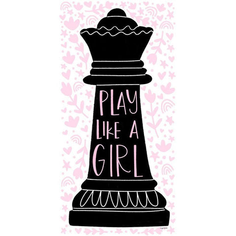 Play Like a Girl Black Modern Wood Framed Art Print with Double Matting by Brown, Kyra