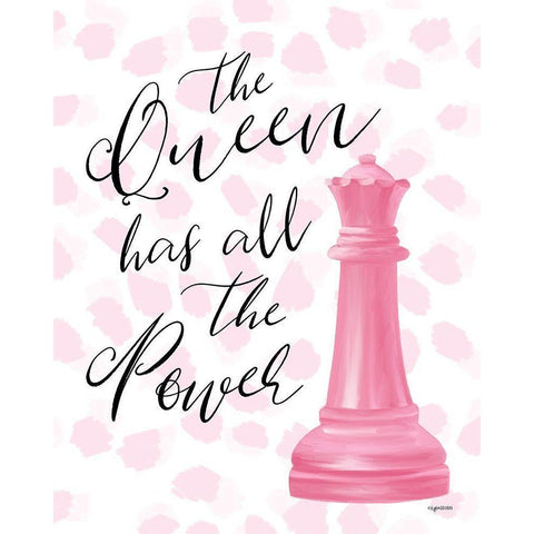 Queen Has the Power White Modern Wood Framed Art Print by Brown, Kyra