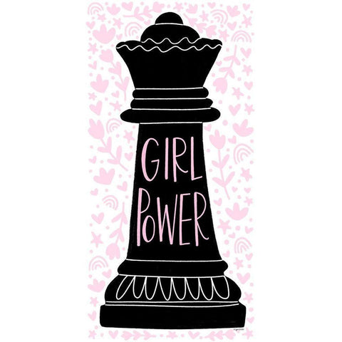 Girl Power Black Modern Wood Framed Art Print with Double Matting by Brown, Kyra