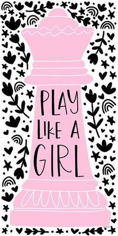 Play Like a Girl II White Modern Wood Framed Art Print with Double Matting by Brown, Kyra