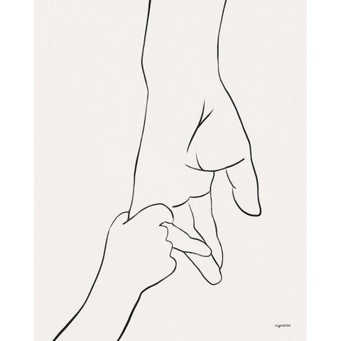 Hands I White Modern Wood Framed Art Print by Brown, Kyra