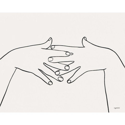 Hands II Black Modern Wood Framed Art Print by Brown, Kyra