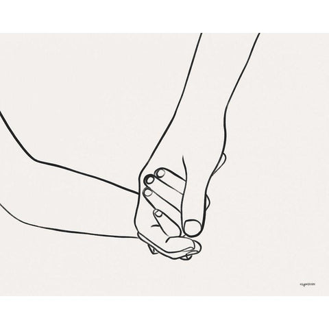 Hands V White Modern Wood Framed Art Print by Brown, Kyra