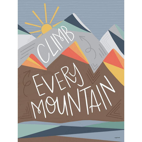 Climb Every Mountain White Modern Wood Framed Art Print by Brown, Kyra