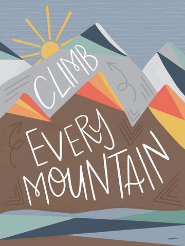 Climb Every Mountain White Modern Wood Framed Art Print with Double Matting by Brown, Kyra