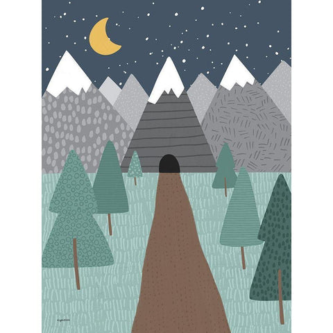 Mountain Road Black Modern Wood Framed Art Print with Double Matting by Brown, Kyra