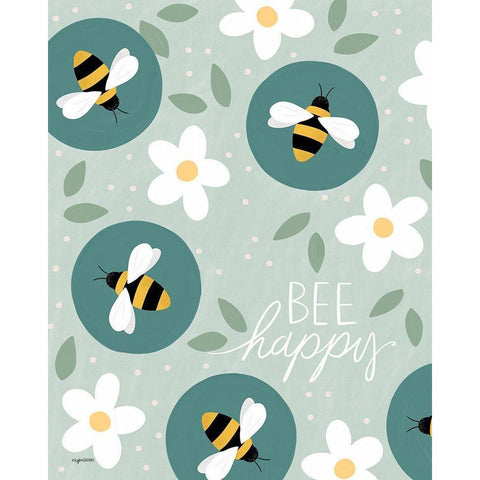 Bee Happy Gold Ornate Wood Framed Art Print with Double Matting by Brown, Kyra